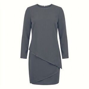 Tom and Linda‎ Platt Gray Asymmetrical Layered Long Sleeve Dress Size 8 - CJ